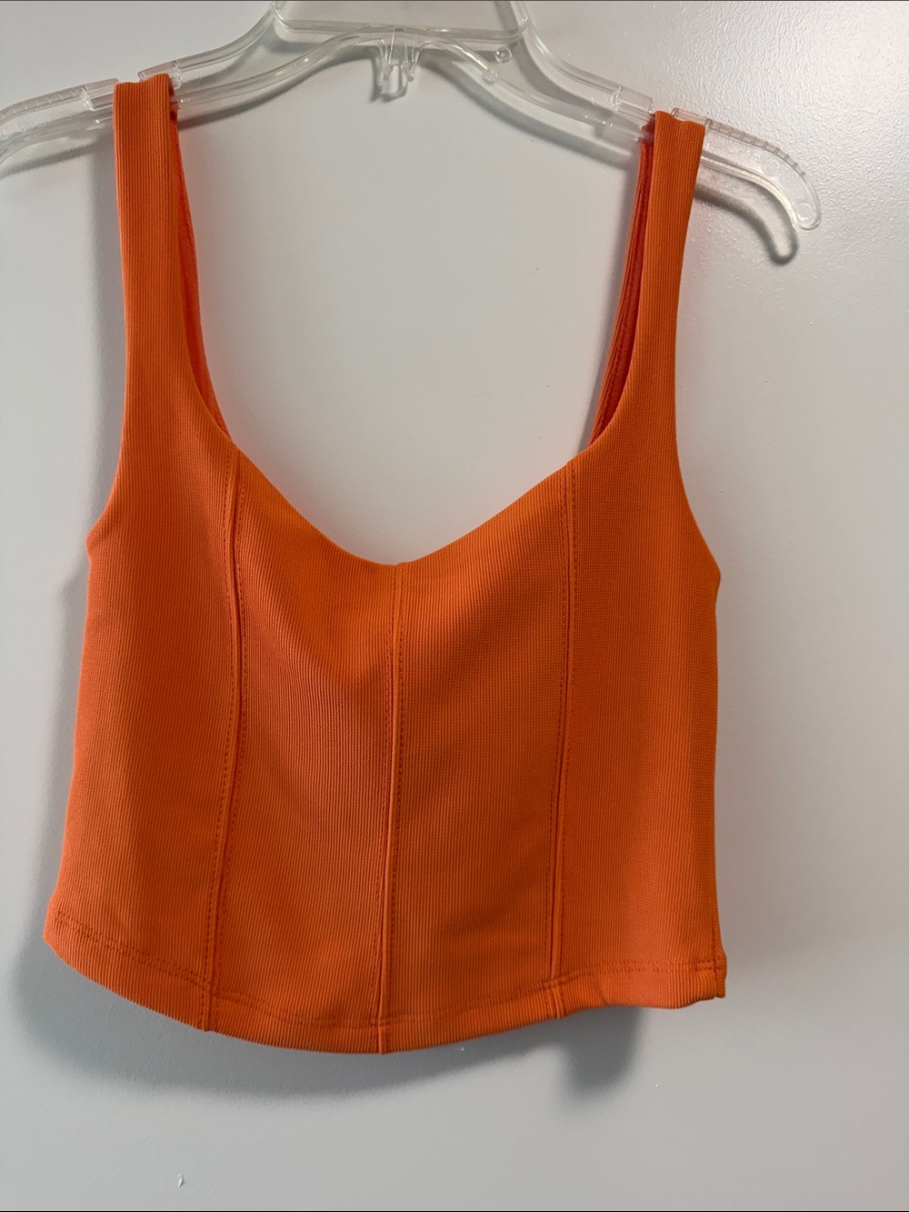 Orange Ribbed Tank Top - Women